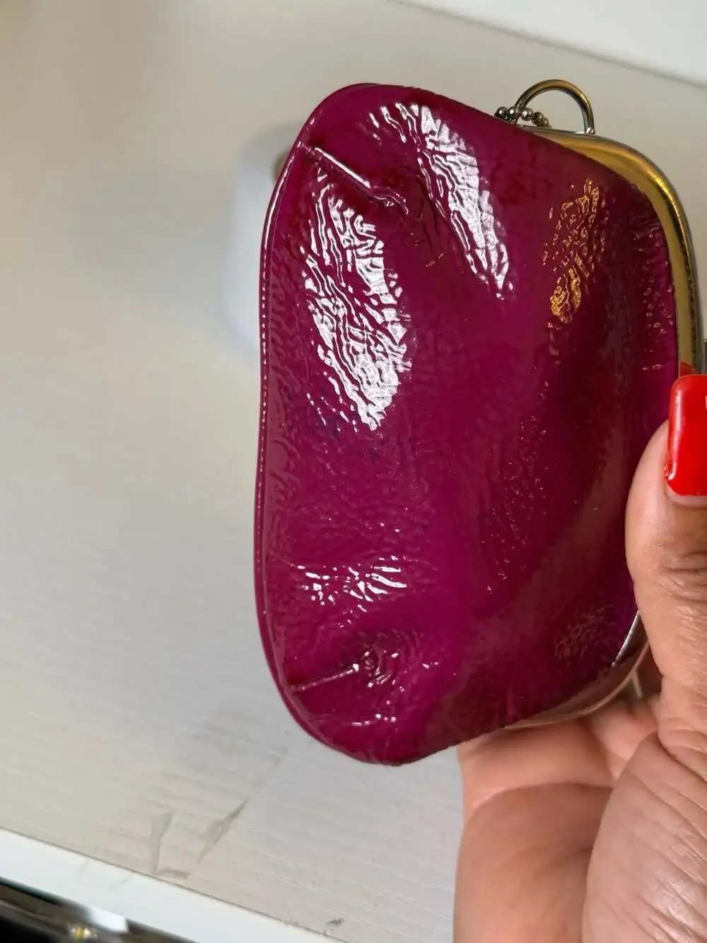 Coach Berry Patent Leather Kiss Lock Coin Purse